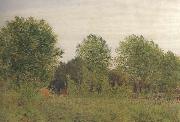 George Price Boyce.RWS Black Poplars at Pangbourne (mk46) oil on canvas
